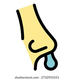 Snot is dripping from a person's nose, indicating a cold, flu, allergies, or other respiratory illness