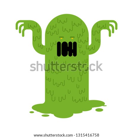Snot monster. green mucous Mucus character. Vector illustration