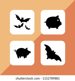 snout icon. 4 snout set with bat and pig vector icons for web and mobile app