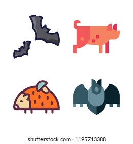 snout icon set. vector set about bats, pig, hedgehog and bat icons set.