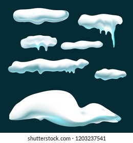 snow 3D realism set on dark background vector