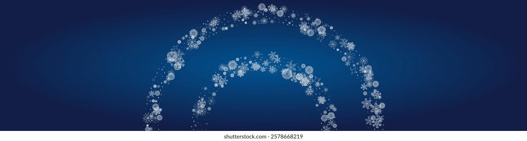 Snow abstract background in 3d style on transparent background. Abstract blue backdrop. Snowy pattern. Vector banner. Christmas light effect. Wave abstract pattern. White Stars Elements for Border