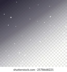 Snow abstract background in 3d style on transparent background. Abstract blue backdrop. Snowy pattern. Vector banner. Christmas light effect. Wave abstract pattern. White Stars Elements for Border