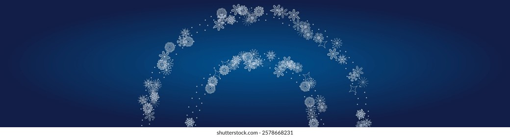Snow abstract background in 3d style on transparent background. Abstract blue backdrop. Snowy pattern. Vector banner. Christmas light effect. Wave abstract pattern. White Stars Elements for Border