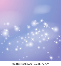 Snow abstract background in 3d style on transparent background. Abstract blue backdrop. Snowy pattern. Vector banner. Christmas light effect. Wave abstract pattern. White Stars Elements for Border