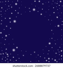 Snow abstract background in 3d style on transparent background. Abstract blue backdrop. Snowy pattern. Vector banner. Christmas light effect. Wave abstract pattern. White Stars Elements for Border