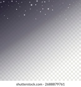 Snow abstract background in 3d style on transparent background. Abstract blue backdrop. Snowy pattern. Vector banner. Christmas light effect. Wave abstract pattern. White Stars Elements for Border