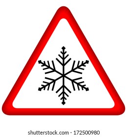 Snow ahead warning sign