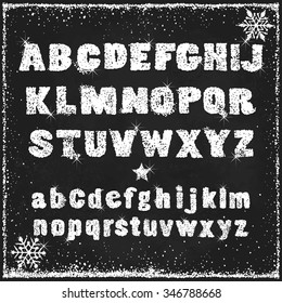 Snow alphabet of capital and small letters, vector abstraction illustration.