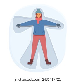 Snow angel icon cartoon vector. Winter cool making. Play fun outdoor at holidays