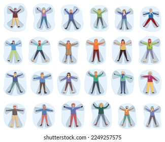 Snow angel icons set cartoon vector. Winter cool. Frozen cool