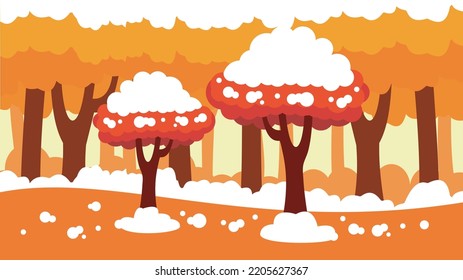 snow in autumn on yellow trees