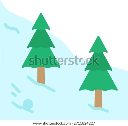 Snow Avalanche with Pine Trees Illustration