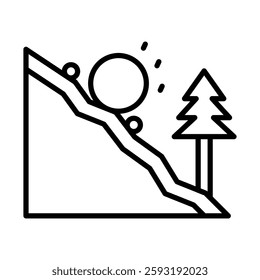 Snow Avalanche Vector Line Icon Design