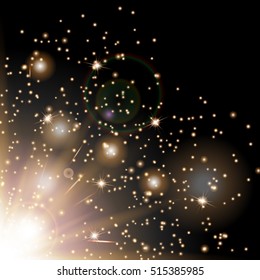 Snow background. Bokeh lights. Spotlight vector. Star glow. Illustration of a transparent backdrop.
