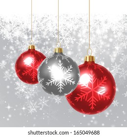 Snow Background with Christmas Balls
