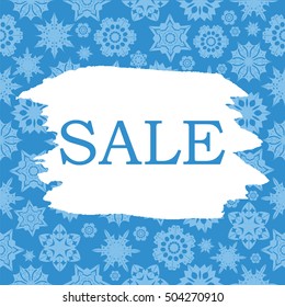 Snow background for Christmas and New Year sale . Poster for winter sales