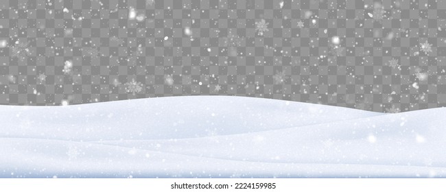 Snow background with many snowflakes. Winter backdrop. Vector background