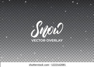 Snow background. Realistic snow overlay. Winter Christmas and New Year snow decoration.