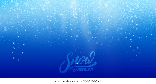 Snow background. Realistic snow overlay. Winter Christmas and New Year snow decoration