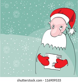 Snow background with Santa