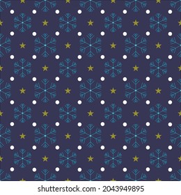 Snow Background Seamless Pattern Decorated With Stars
