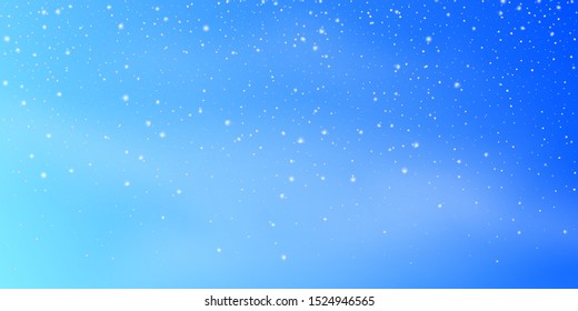 Snow background. Snowfall, snowflakes in different shapes. Christmas snowstorm blizzard