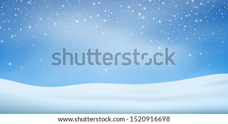 Snow background. Snowfall, snowflakes in different shapes. Christmas winter snowstorm blizzard