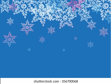 Snow Background. Snowflakes on the winter sky. Vector
