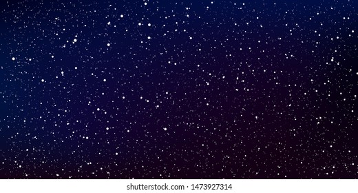 Snow Background. Space stars. Snowflakes on dark sky. Vector illustration. Falling snow background.