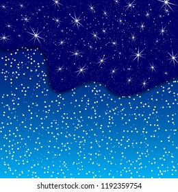 Snow Background. Vector illustration. Snowfall in paper cut style.  Falling snow.