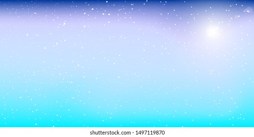 Snow Background. Vector illustration. White snowflakes on blue background. Falling snow.