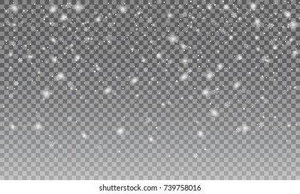 Snow background. Vector transparent snow background. Christmas and New Year decoration.