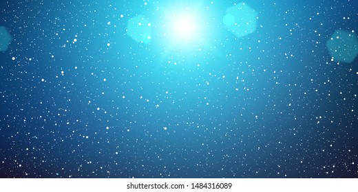 Snow Background. White snowflakes on dark sky. Vector illustration. Falling snow background.