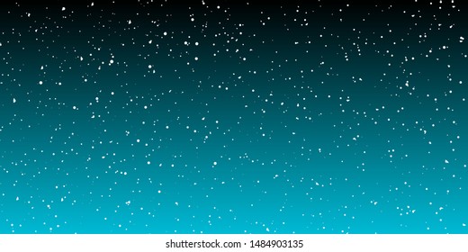 Snow Background. White snowflakes on dark sky. Vector illustration. Falling snow background.