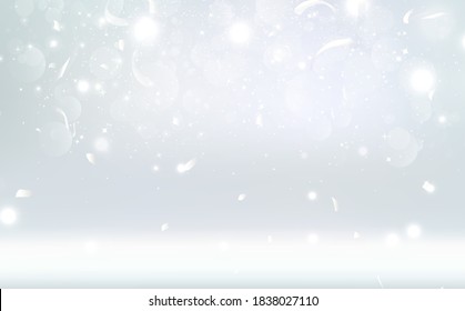 Snow background, White stars sparkle and shimmer celebration vector illustration