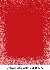 Snow background. Winter snowy border. Snowflake frame. Merry Christmas decoration for card design