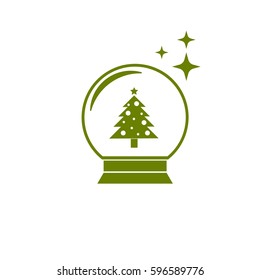Snow ball Christmas tree vector icon illustration, can be used for web and mobile desig