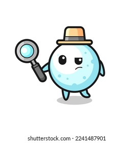 snow ball detective character is analyzing a case , cute style design for t shirt, sticker, logo element