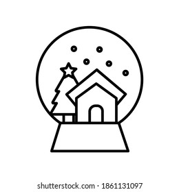 Icono de línea de Globe de bolas de nieve