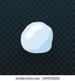 Snow ball ice. Winter design snowy icicle snowball. White blue snow template. Decoration isolated transparent background. 3D cartoon snow ball. Christmas, New Year frozen Vector illustration