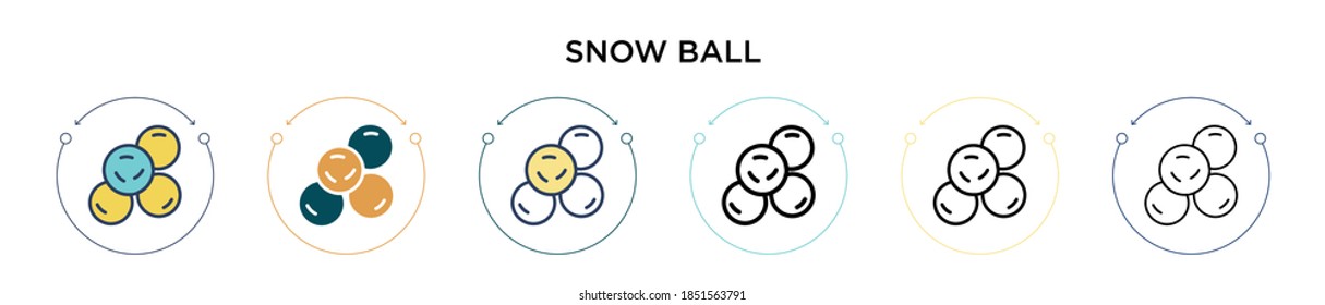 Snow ball icon in filled, thin line, outline and stroke style. Vector illustration of two colored and black snow ball vector icons designs can be used for mobile, ui, web