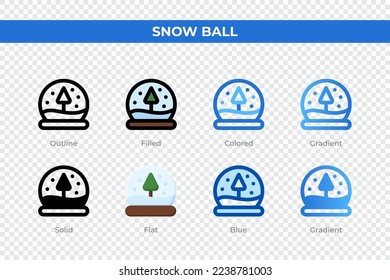 Snow ball icons in different style. Snow ball icons set. Holiday symbol. Different style icons set. Vector illustration