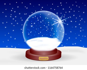 Snow ball on a snow. Vector illustration.