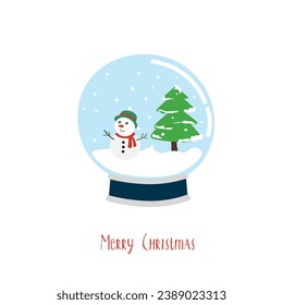Vector de bola de nieve. Feliz navidad y feliz clip de año nuevo. Vector plano al estilo de las caricaturas aislado en el fondo blanco.
