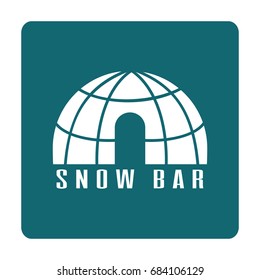 Snow bar icon. Igloo bar icon. Design for tourist catalog, maps of the ski slopes, web, placard, brochure, flyer, booklet. Vector illustration.