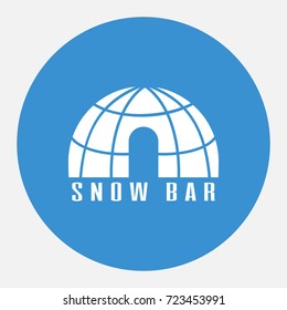 Snow bar icon. Igloo bar icon. Design for tourist catalog, maps of the ski slopes, web, placard, brochure, flyer, booklet. Vector illustration.