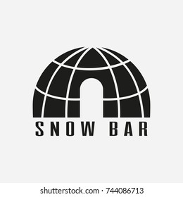 Snow bar icon. Igloo bar icon. Design for tourist catalog, maps of the ski slopes, web, placard, brochure, flyer, booklet. Vector illustration.