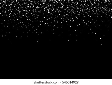 Snow black background for christmas, new year and winter card template with abstract confetti stars background.