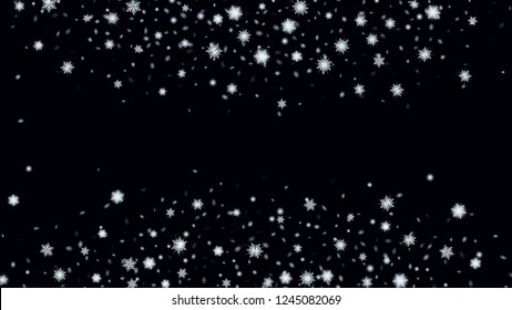 Snow Blizzard Effect. Bbright, White, Shimmer, Glowing, Scatter, Falling background. Festive illustration for christmas card. Dark base.